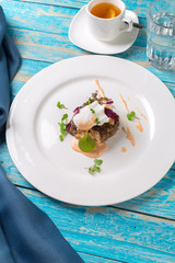 Meat cutlets on a wooden board