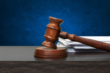 Wooden gavel on the table