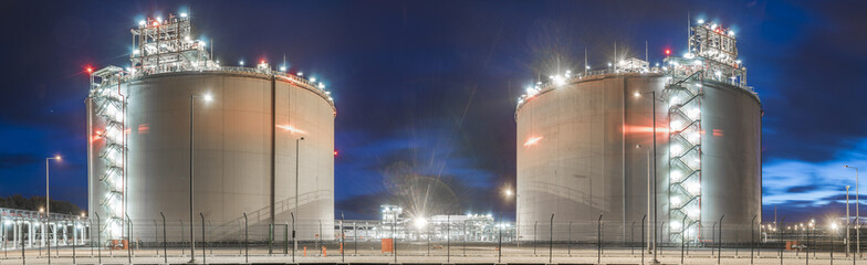 LNG gas storage tanks at the gas terminal in Swinoujscie, Poland