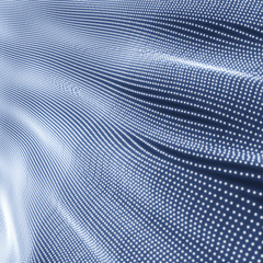 Naklejka premium Array with Dynamic Particles. 3d Futuristic technology style. Abstract Background. Texture. Glowing points. Vector Illustration.