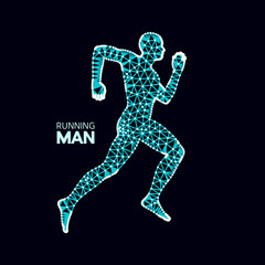 Naklejka na ściany i meble 3d Running Man. Design for Sport, Business, Science and Technology. Vector Illustration. Human Body.