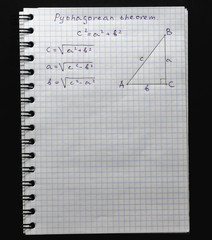 Page with formulas and the Pythagorean theorem