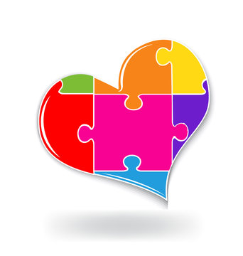 Heart love puzzle logo 