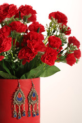 Beautiful set of flowers and earrings