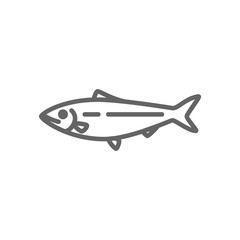 Simple fish and sturgeon line icon. Symbol and sign vector illustration design. Editable Stroke. Isolated on white background