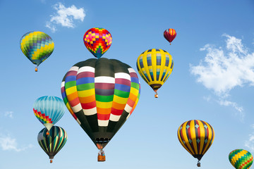 Fototapeta premium Hot air balloons up in the blue sky