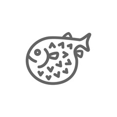 Simple fugu fish line icon. Symbol and sign vector illustration design. Editable Stroke. Isolated on white background