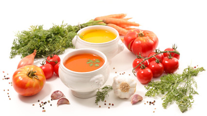 bowl of soup and ingredients