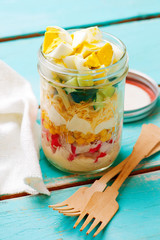 Crab stick salad in the maison  jar.