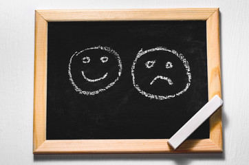 Smiles painted on a chalkboard