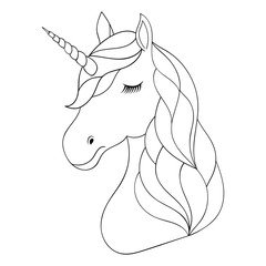 Head of hand drawn unicorn © warmjuly