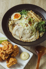 soft-boiled egg and roast pork noodle