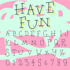 hand drawn doodle font set