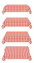 Set of horizontal tablecloth with red checkered pattern