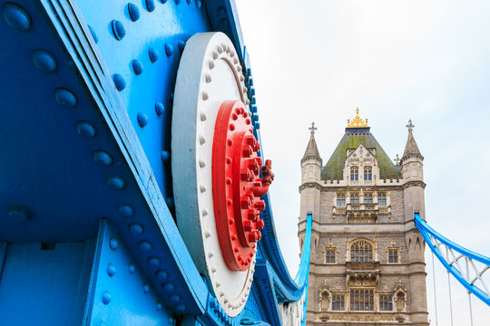 Close up of Tower Bridge in London in a beautiful summer day, England, United Kingdom.