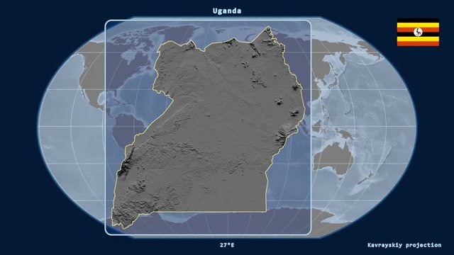 Uganda - 3D tube zoom (Kavrayskiy VII projection). Bumps