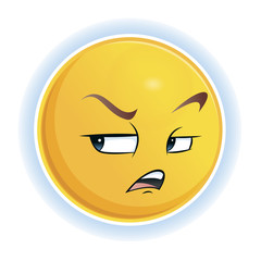 Emotion is dissatisfaction. yellow angry bead on white background. Vector illustration.