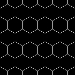 White Honeycomb Hexagon Seamless on Black Background