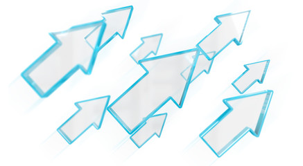 Digital modern blue arrow 3D rendering