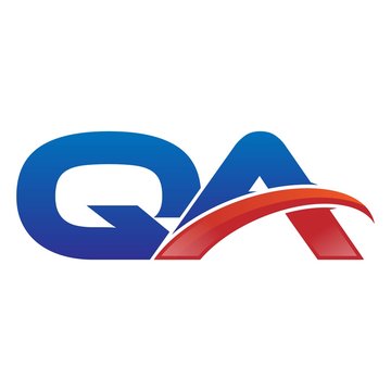 modern vector initial letters logo swoosh qa red blue