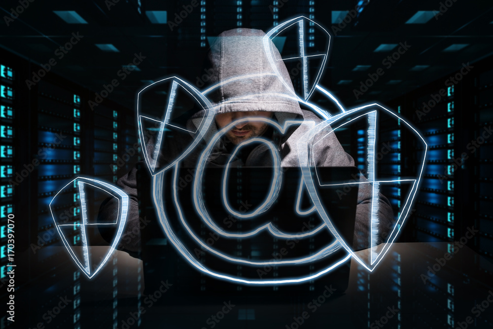 Aufkleber Hacker accessing to personal data information with a computer 3D rendering