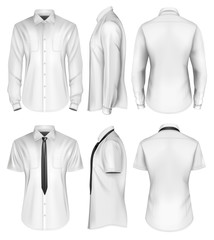 Men's short and long sleeved formal button down shirts front.