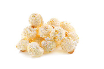 close-up popcorn isolated on a white background