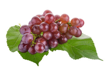 Red grapes isolated on over white background
