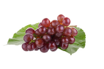 Red grapes isolated on over white background