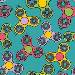 Seamless pattern with colorful spinners.