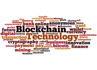 Blockchain technology, word cloud concept 4