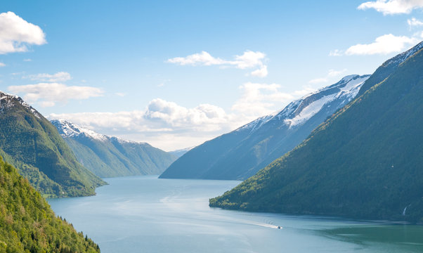 Panorama view of part of the Sognefjord, Norway © Jon