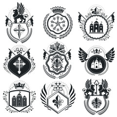 Fototapeta na wymiar Retro vintage Insignias. Vector design elements. Coat of Arms collection, vector set.