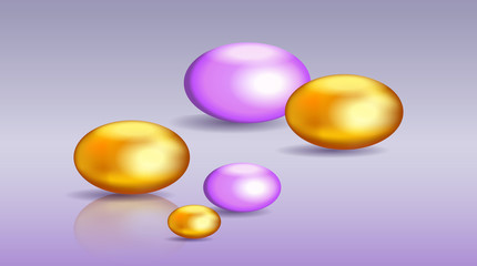 Glossy Golden and Violet Pebble or Perl Vector