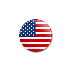 Badge with USA flag. Vector illustration.