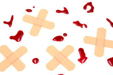 blood and plaster on a white background