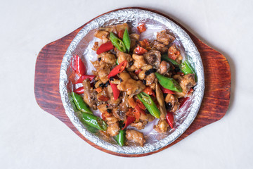 Asian food - chicken with vegetables and rice