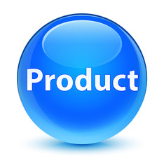 Product glassy cyan blue round button