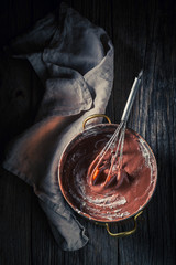 Fototapeta premium Homemade chocolate made of milk, cocoa and sugar