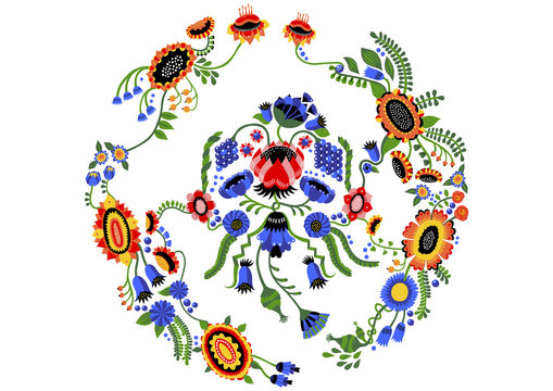 Neat Wreath Illustration with Detailed Flowers