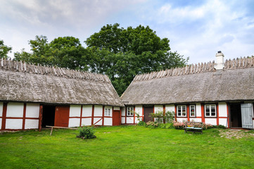 Fototapeta na wymiar Typical traditional Swedish half-timbered house