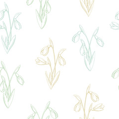 Snowdrop flower graphic color seamless pattern sketch illustration vector