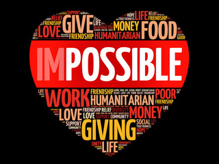 Impossible to Possible word cloud, heart concept
