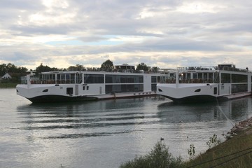 River cruise liners docked besides each other