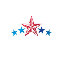 Military Star emblem. Heraldic vector design element, 5 stars guaranty insignia.  Retro style label, heraldry logo.