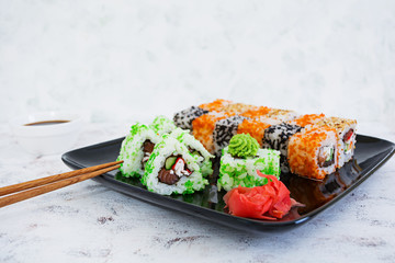 Sushi roll on white background