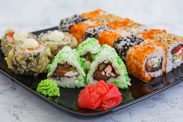 Sushi roll on white background