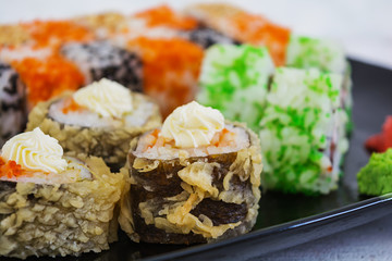 Sushi roll on white background