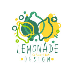 Lemonade logo template original design, colorful hand drawn vector Illustration