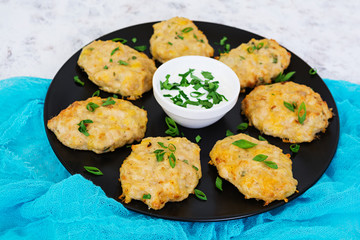 Chicken schnitzels on white background